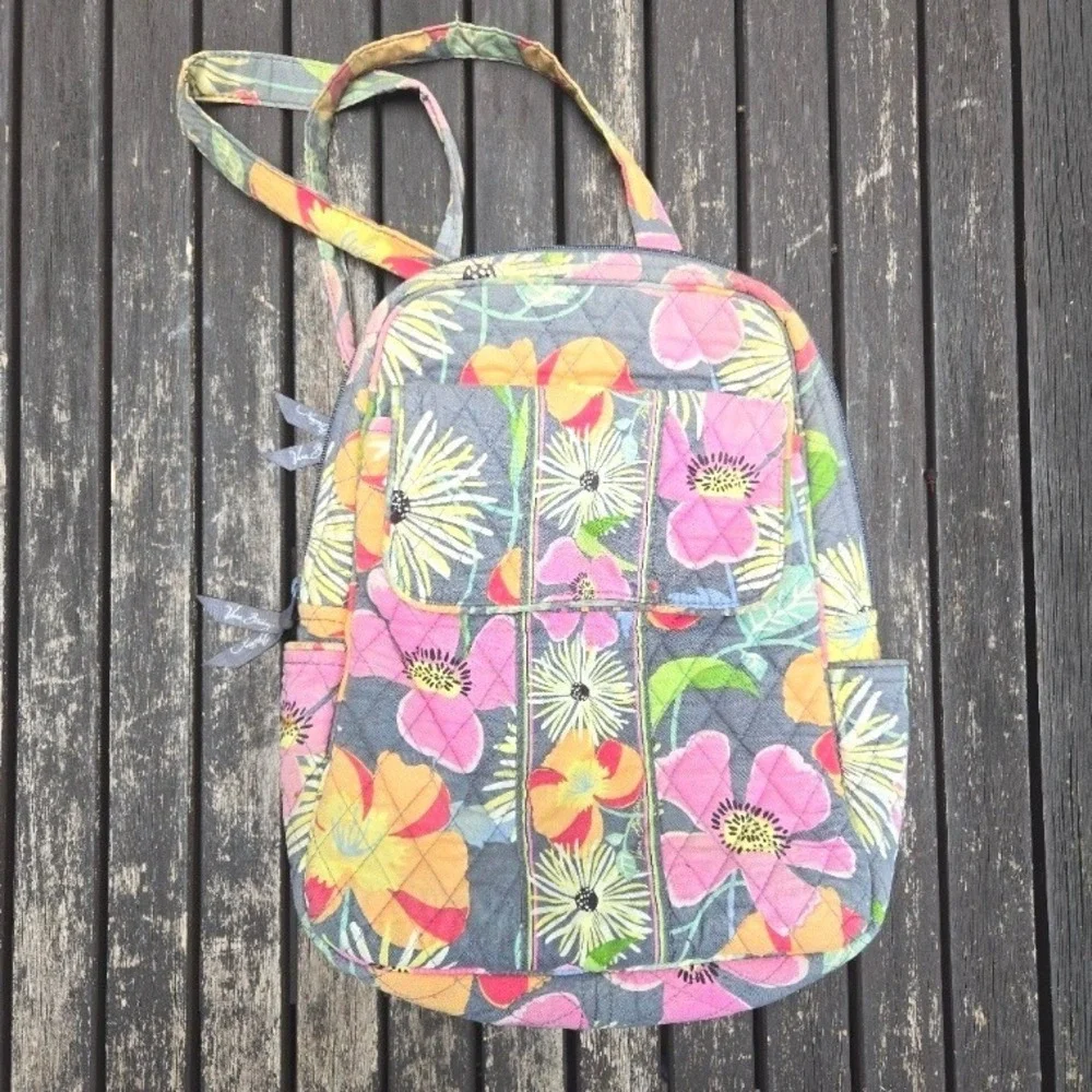 Vera Bradley Floral Nightingale Quilted Mini Backpack Sling Bag